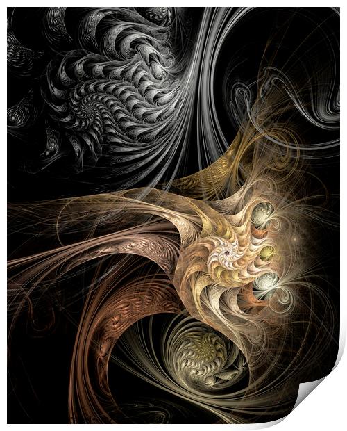Liqourice Gold, Abstract, Fractal Art Print by Maria Forrester