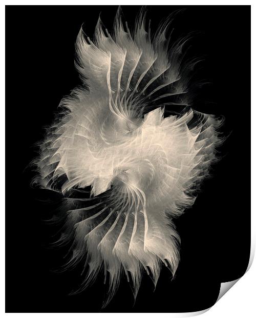 Purity - White Feather Fractal Art Print by Maria Forrester
