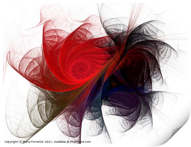 Red Spiral Fusion Fractal Art Print by Maria Forrester