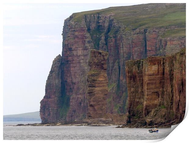 Old Man of Hoy, Orkney & fishing boat Print by Phil Banks