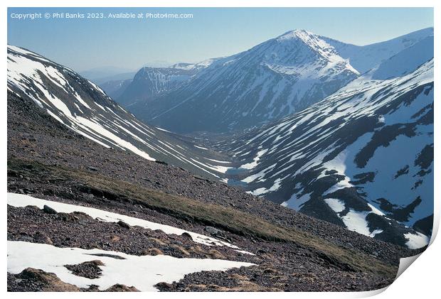 Pools of Dee and the Angels Peak - Cairngorm Mountains Print by Phil Banks