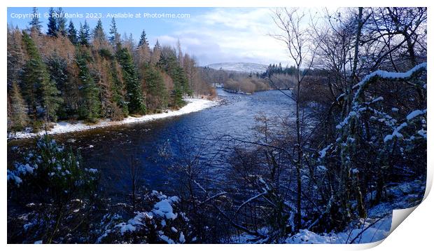 River Spey and River Aa'n in winter Print by Phil Banks