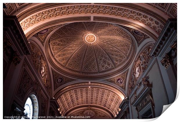 Golden decorated color Ceiling in a Italian museum in Florence Print by Mihajlo Madzarevic