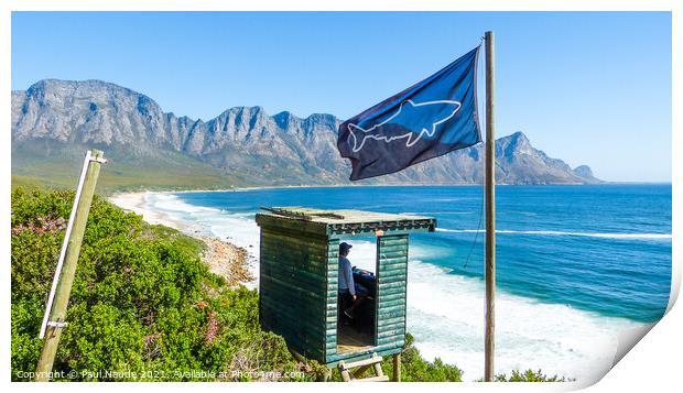 Muizenberg shark lookout hut Table bay Cape Town  Print by Paul Naude
