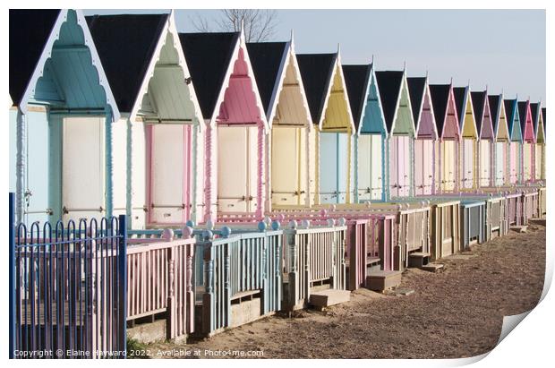 West Mersea beach huts Print by Elaine Hayward