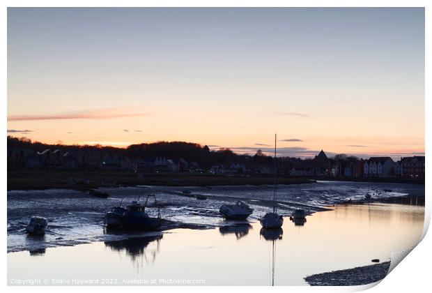 Sunset at Wivenhoe Print by Elaine Hayward