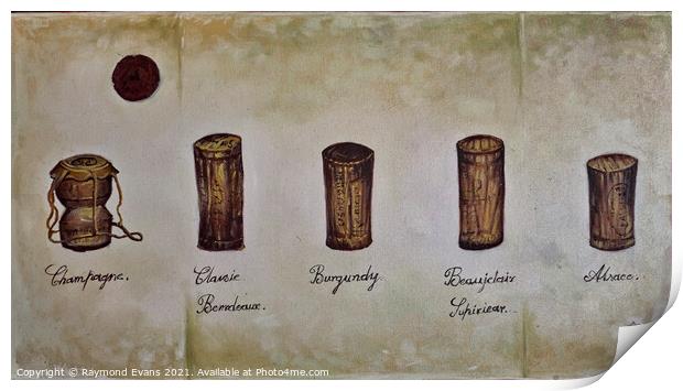 Wine corks illustration Print by Raymond Evans