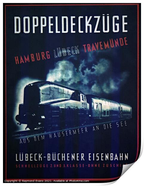 German steam train Print by Raymond Evans
