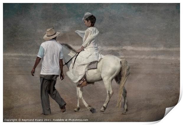 Woman and horse Print by Raymond Evans