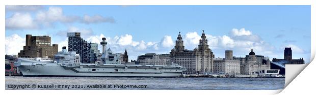HMS Prince of Wales (R09) in Liverpool Merseyside England Print by Russell Finney