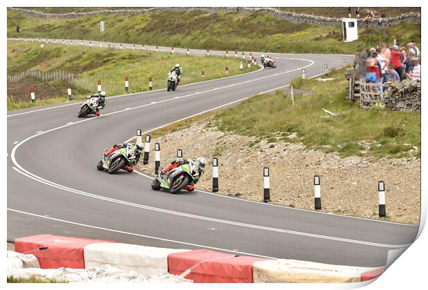 IOM TT road races, Peter Hickman – JG Speedfit Kawasaki Print by Russell Finney