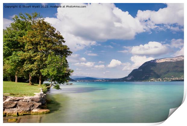 The emerald water of Lake Annecy Print by Stuart Wyatt