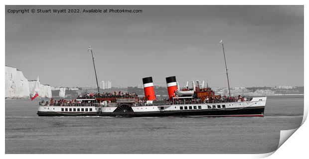 Old Harry and the paddle steamer Waverley Print by Stuart Wyatt