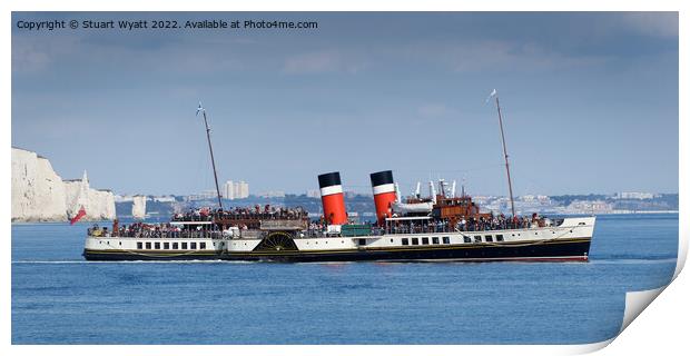 Old Harry and the paddle steamer Waverley Print by Stuart Wyatt