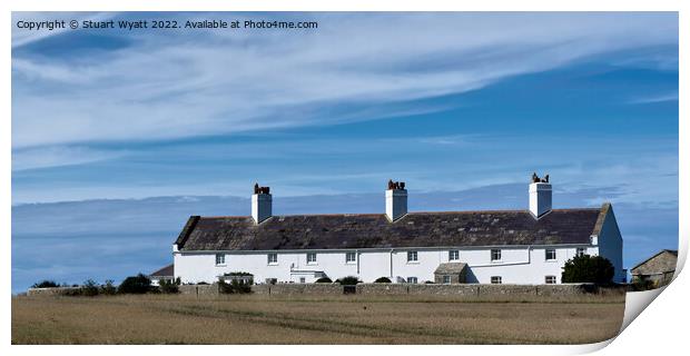 St Albans Head Coastguard Cottages Print by Stuart Wyatt