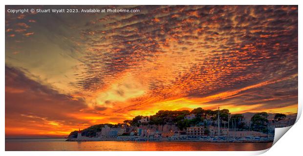 Gold and Red Sunset at Sanary sur Mer, South of Fr Print by Stuart Wyatt