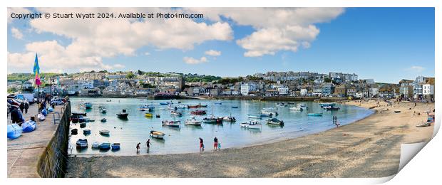 St Ives harbour Beach and Town Print by Stuart Wyatt