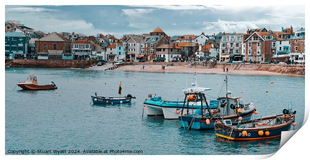 St Ives: Harbour Beach and Town Print by Stuart Wyatt