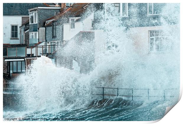 Big Wave hits St Ives Print by Stuart Wyatt