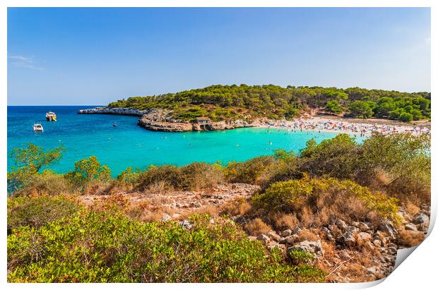 Beautiful beach bay Cala SAmarador on Mallorca island, Spain Print by Alex Winter