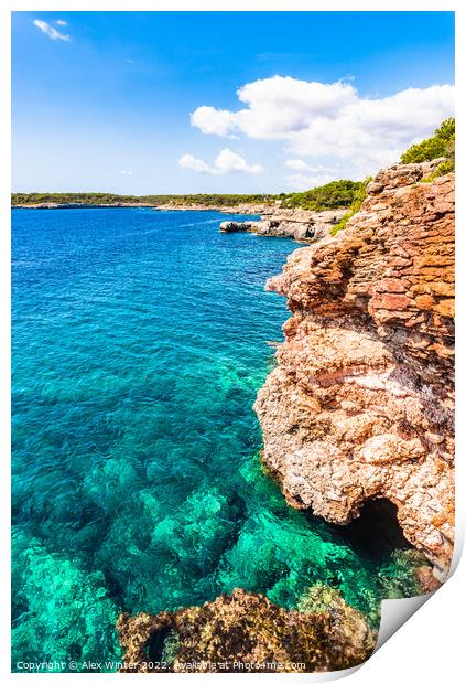 Rocky coastline on Mallorca island Print by Alex Winter