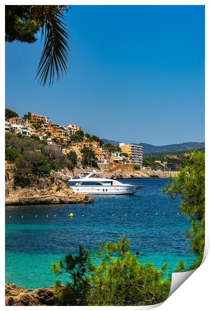 Cala fornells yacht majorca Print by Alex Winter