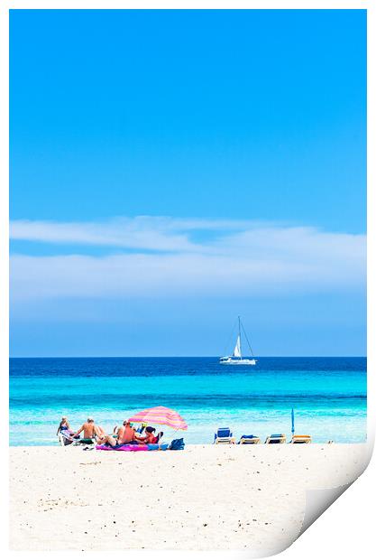 Tourists at beautiful sand beach of seaside at tou Print by Alex Winter