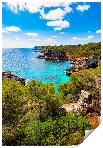Rough cliffs coast of Majorca Print by Alex Winter