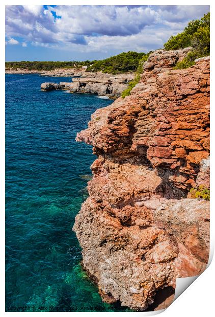 Rocky coast on Mallorca Print by Alex Winter