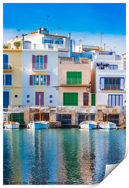 Mallorca, Colourful Porto Colom Print by Alex Winter