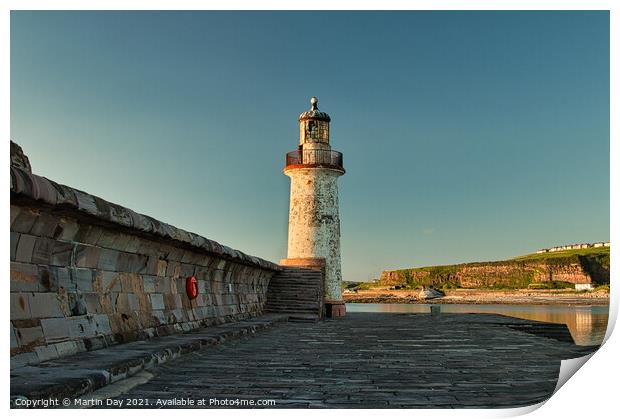Whitehaven lighthouse on the west pier Print by Martin Day