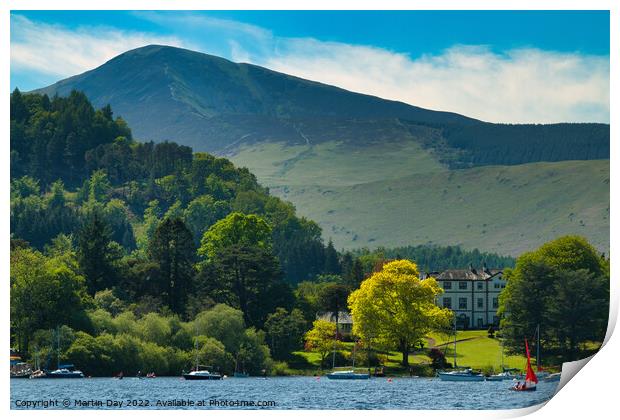 Derwent Bank Hotel and Grisedale Pike. Print by Martin Day