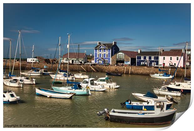 Aberaeron Harbour and Harbourmaster Hotel Print by Martin Day