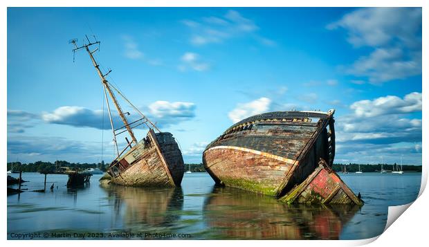 Pin Mill Wrecks Print by Martin Day