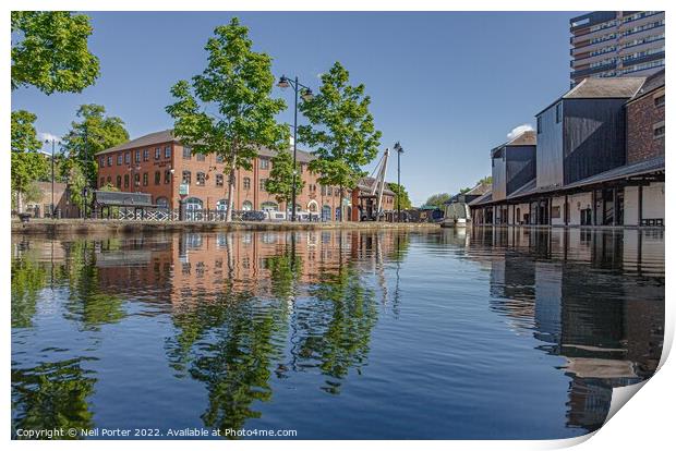 Reflections in the canal basin Print by Neil Porter