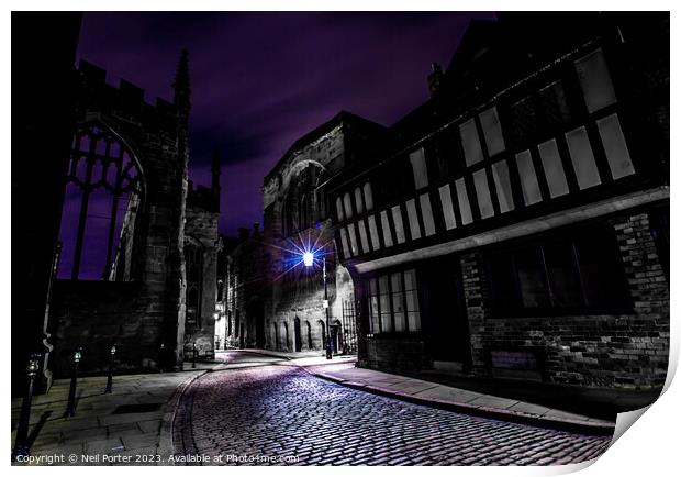 Night on the Cobbles Print by Neil Porter