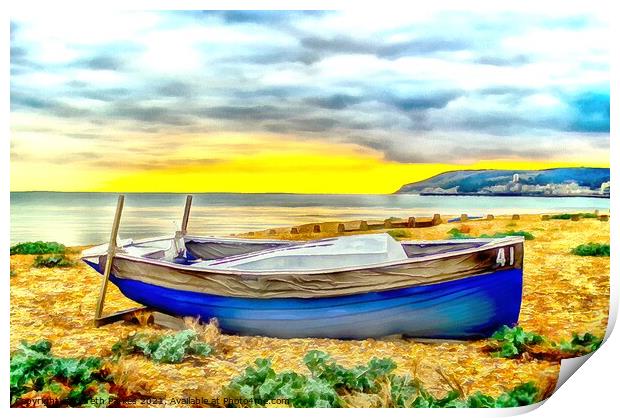 Fisher Boat on Sovereign Beach Print by Gareth Parkes