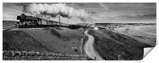 The Flying Scotsman heading south from Berwick  Print by Jim Gibson