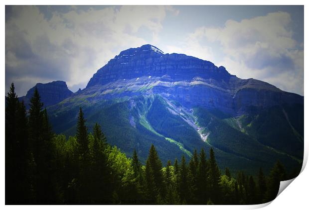 Darkness Starts in the Rocky Mountains Alberta Canada Print by PAULINE Crawford