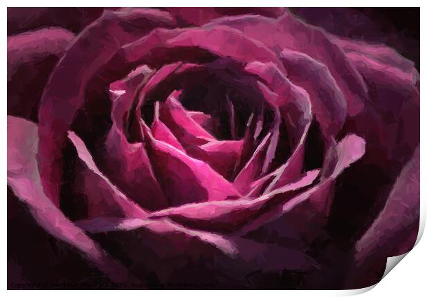 Purple Rose Painting Print by PAULINE Crawford