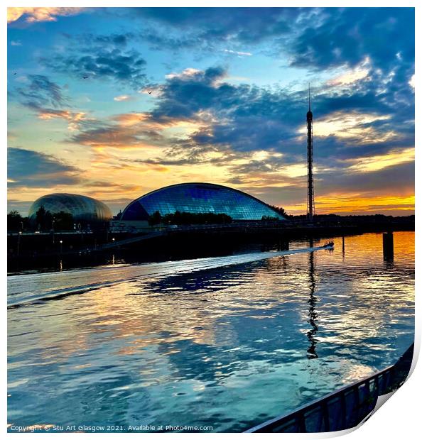 Sunset Over the River Clyde  Print by Stu Art Glasgow