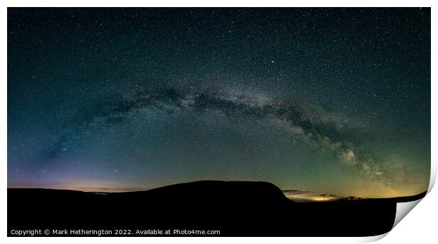 Milky Way panorama in the Elan Valley, mid Wales Print by Mark Hetherington