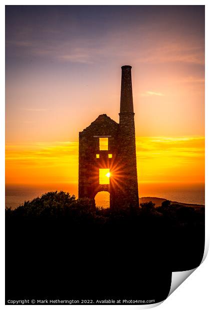 Sunset Carn Galver Tin Mine Cornwall Print by Mark Hetherington