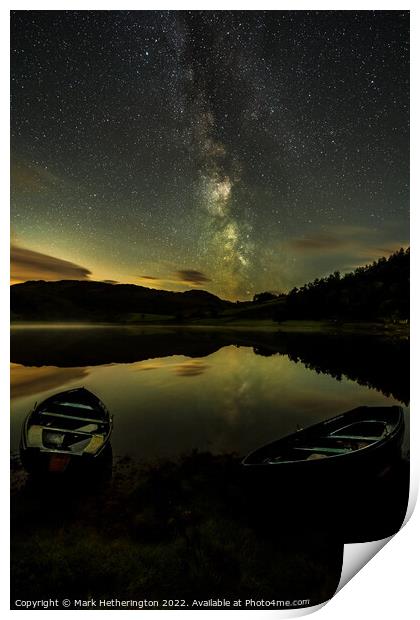 Milky Way at Watendlath Tarn in Lake District Print by Mark Hetherington
