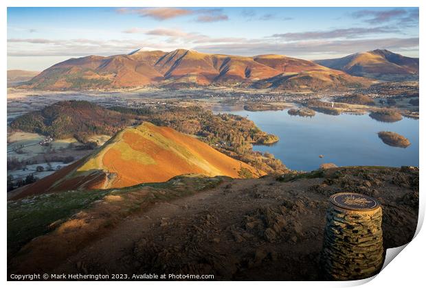 Skiddaw in early morning light from Cat Bells Print by Mark Hetherington