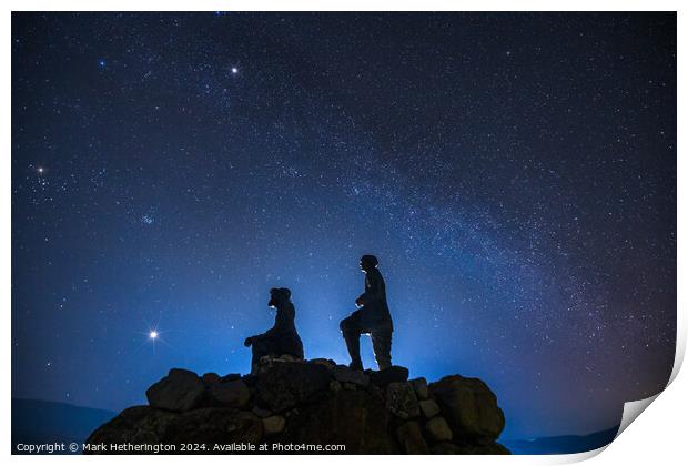 The Milky Way over the Collie and Mackenzie statue in Skye Print by Mark Hetherington