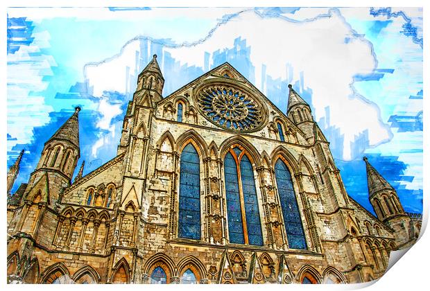 York Minster Sketch Print by Picture Wizard