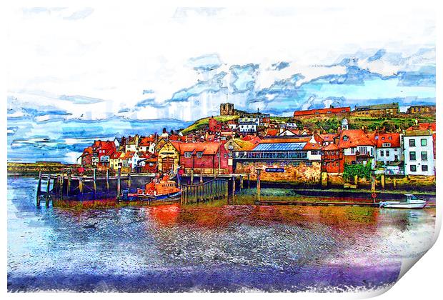 Whitby Harbour Sketch Print by Picture Wizard