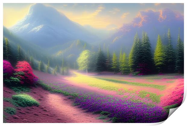 Flowers In The Mountains Print by Picture Wizard
