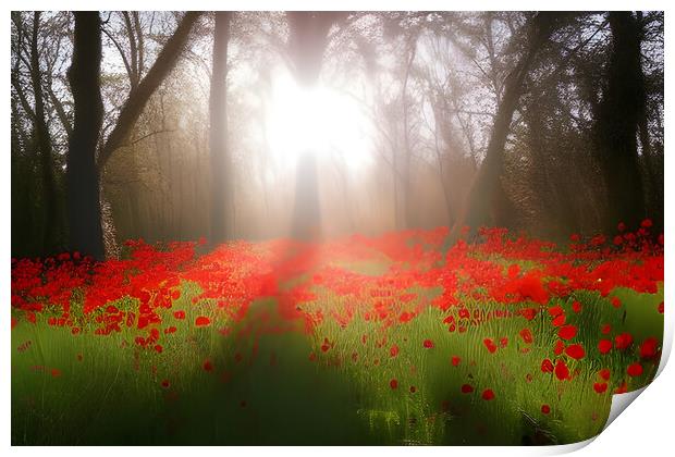 Sun Bathed Poppies Print by Picture Wizard